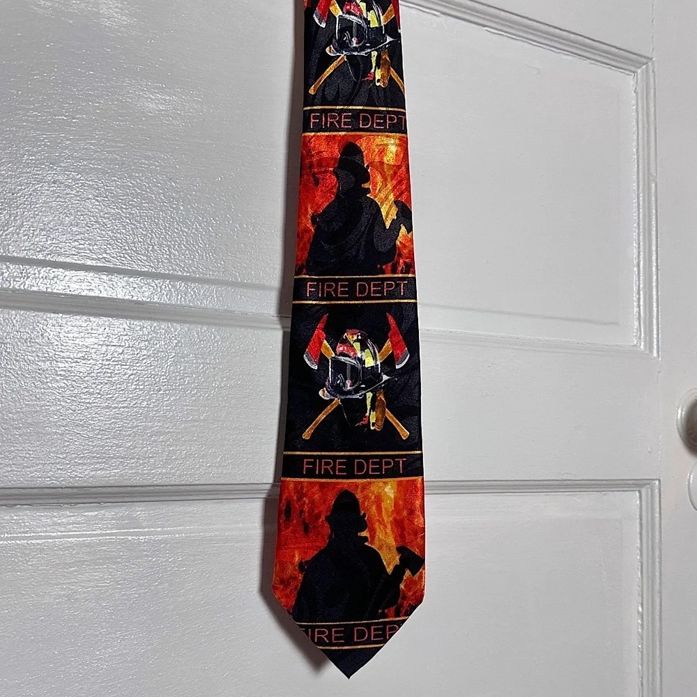 3/$20💥‎ Steven Harris Men’s Tie Firefighter Theme Handmade Fire Dept. Novelty